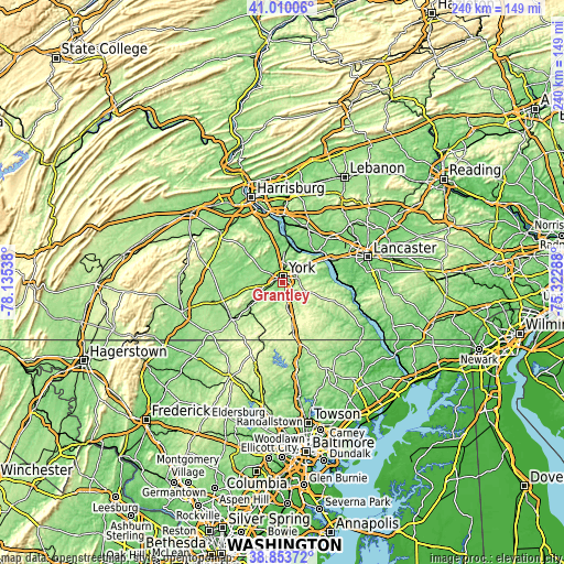 Topographic map of Grantley