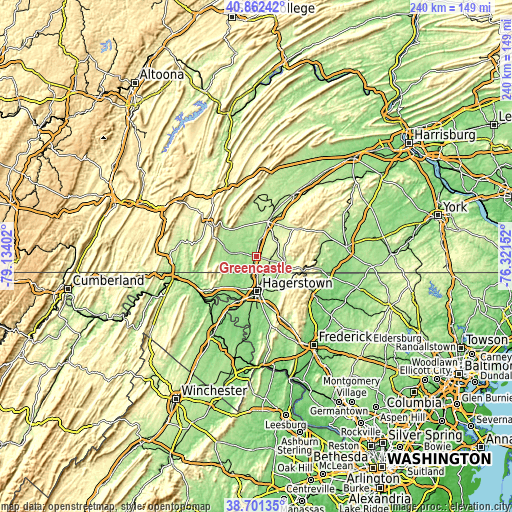 Topographic map of Greencastle