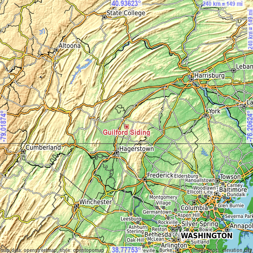 Topographic map of Guilford Siding