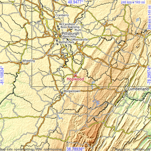 Topographic map of Hopwood