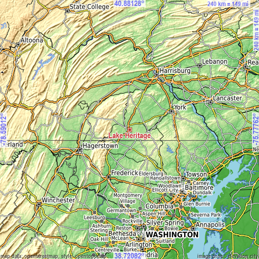 Topographic map of Lake Heritage