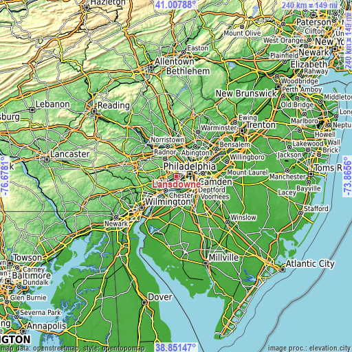 Topographic map of Lansdowne