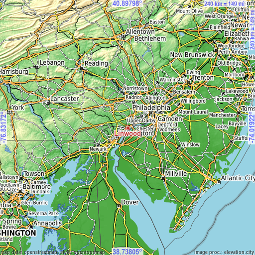 Topographic map of Linwood