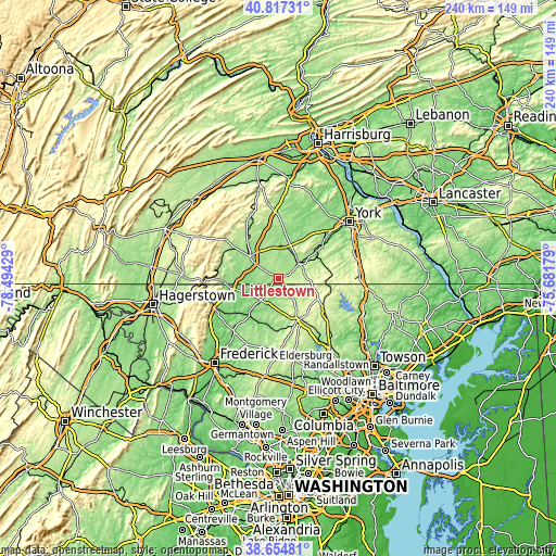 Topographic map of Littlestown