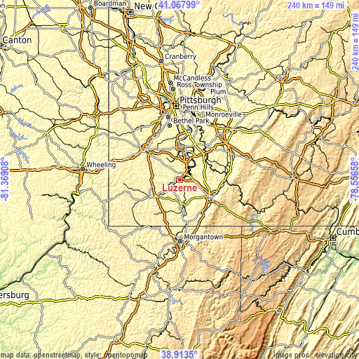 Topographic map of Luzerne