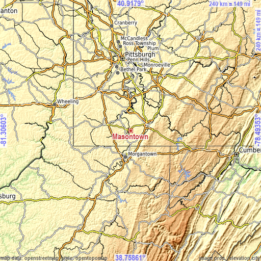 Topographic map of Masontown