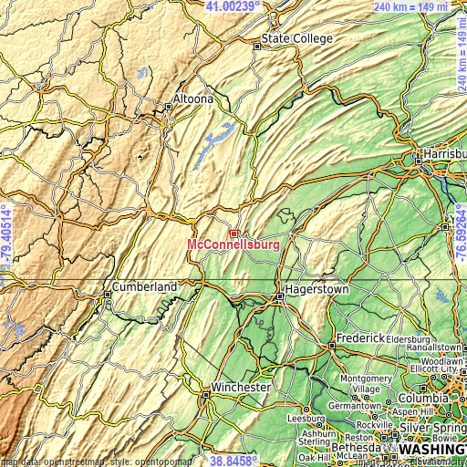 Topographic map of McConnellsburg