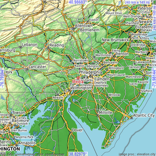 Topographic map of Media