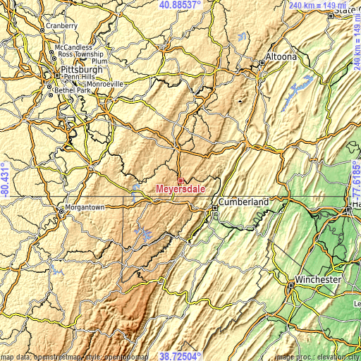 Topographic map of Meyersdale