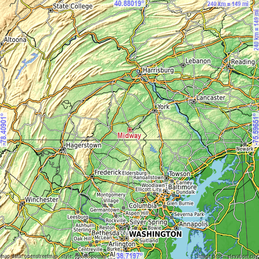 Topographic map of Midway