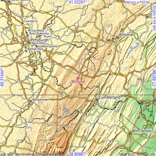 Topographic map of Milford