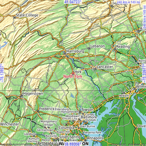 Topographic map of North York