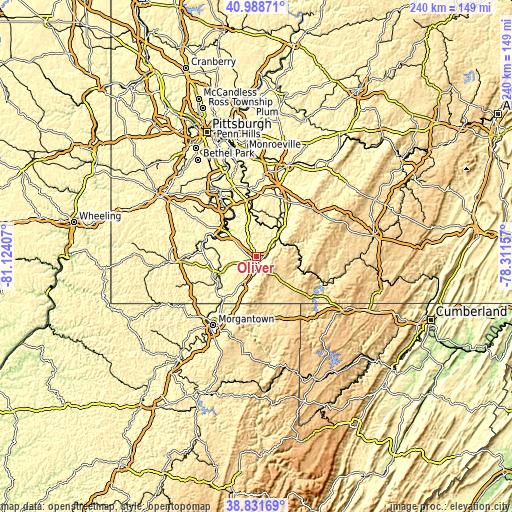 Topographic map of Oliver