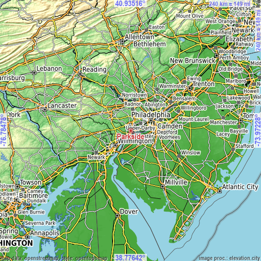 Topographic map of Parkside