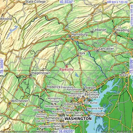 Topographic map of Parkville