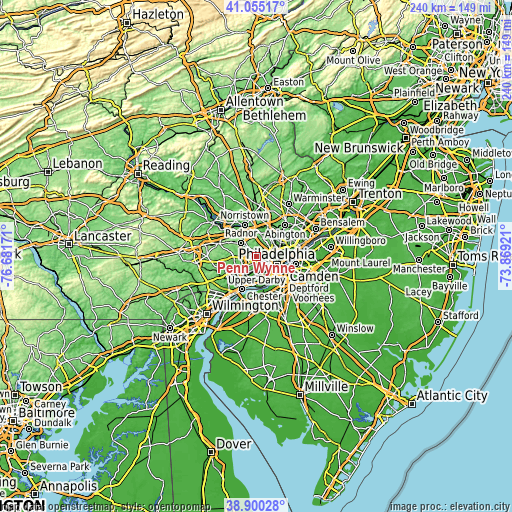 Topographic map of Penn Wynne