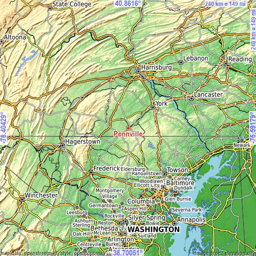 Topographic map of Pennville