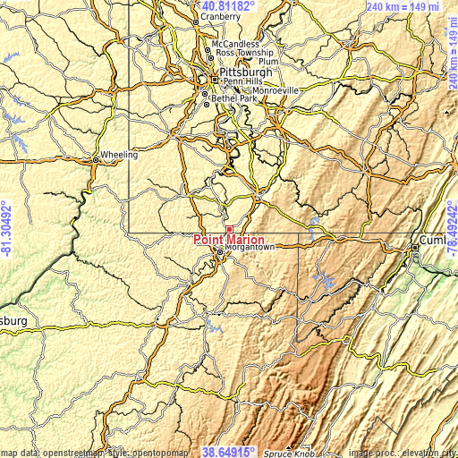 Topographic map of Point Marion