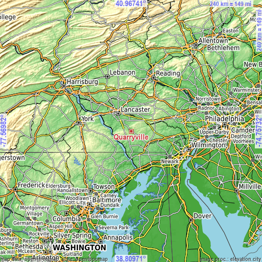 Topographic map of Quarryville