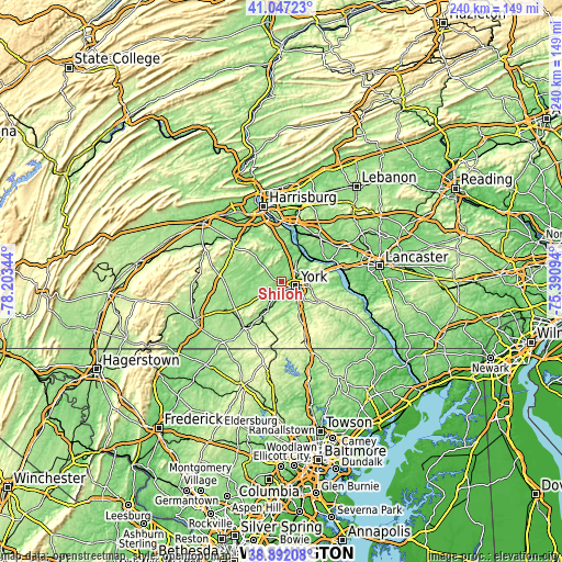 Topographic map of Shiloh