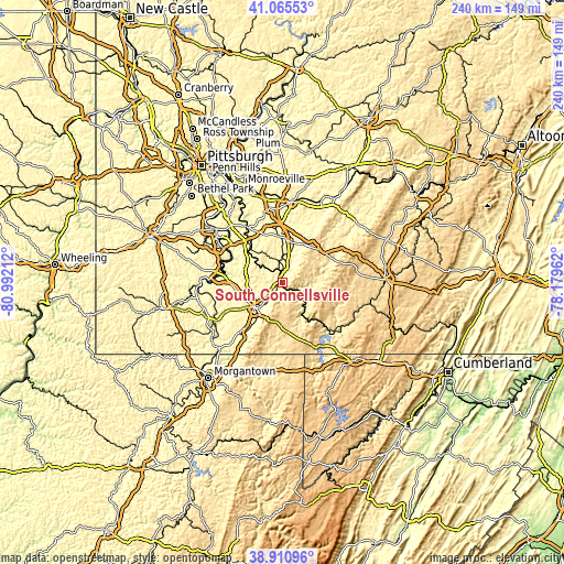 Topographic map of South Connellsville