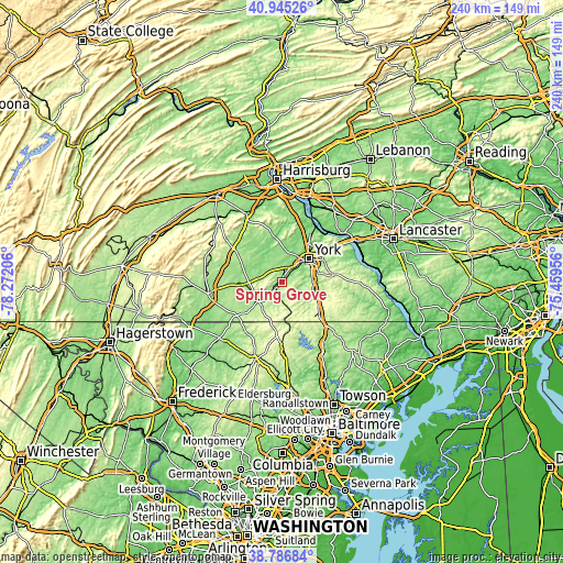 Topographic map of Spring Grove