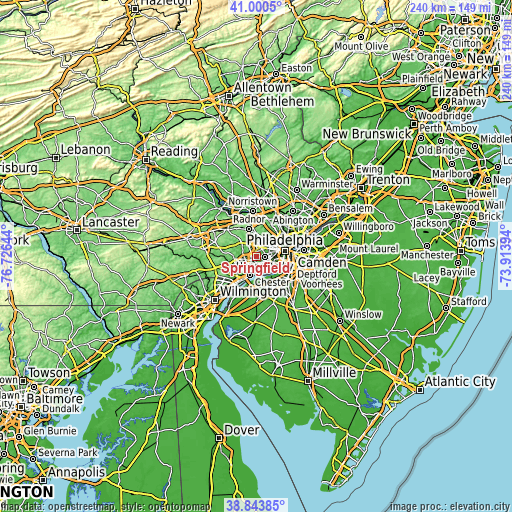 Topographic map of Springfield