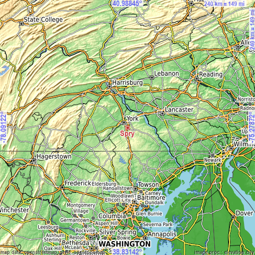 Topographic map of Spry