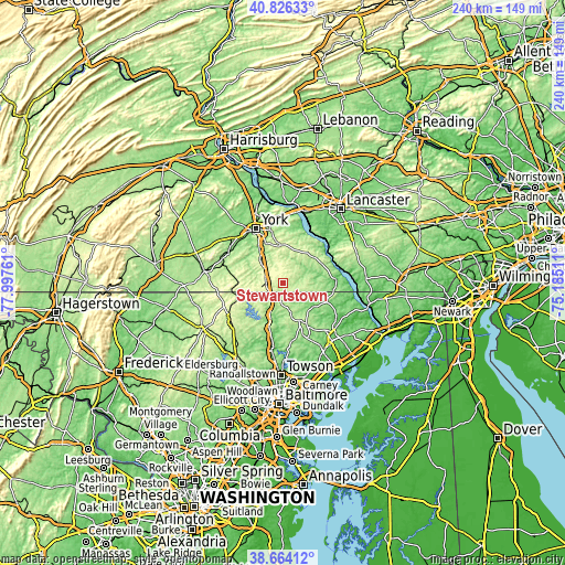 Topographic map of Stewartstown