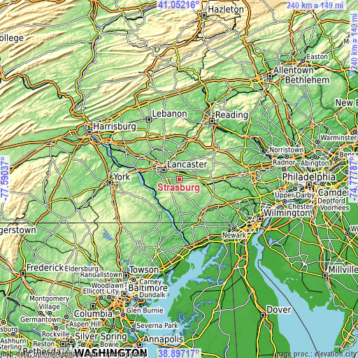 Topographic map of Strasburg