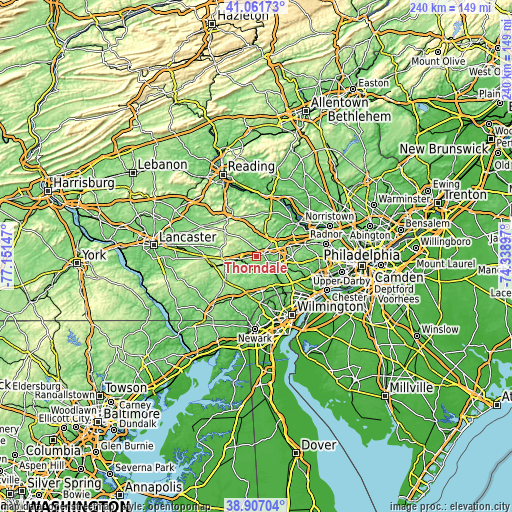 Topographic map of Thorndale