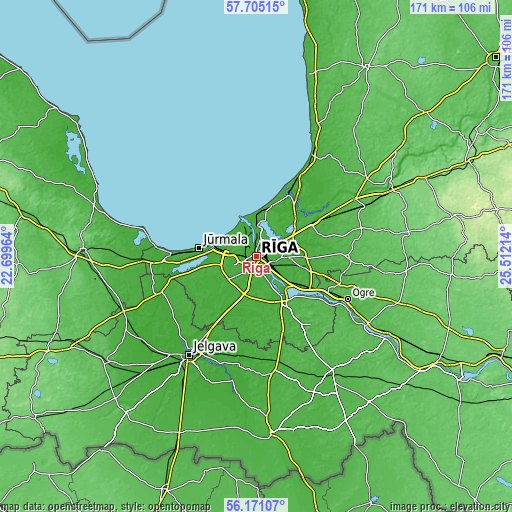 Topographic map of Riga