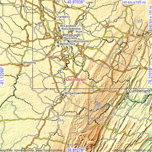 Topographic map of Uniontown