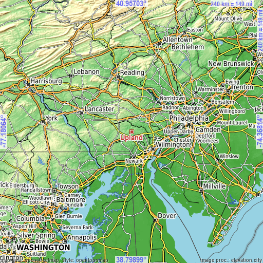 Topographic map of Upland