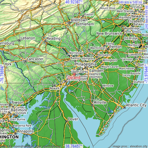 Topographic map of Upland