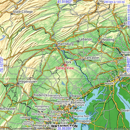 Topographic map of Valley View