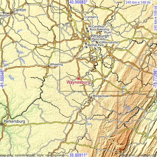 Topographic map of Waynesburg