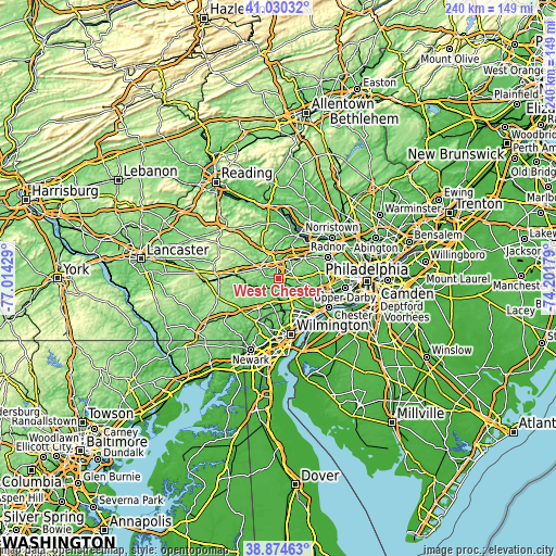 Topographic map of West Chester