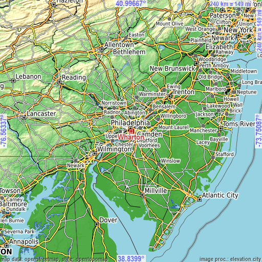 Topographic map of Wharton