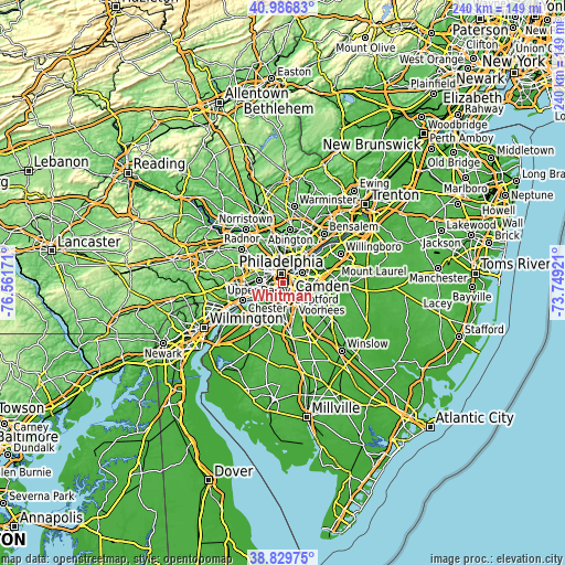 Topographic map of Whitman