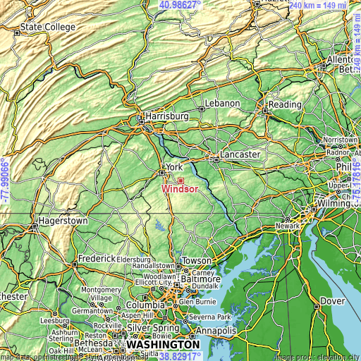 Topographic map of Windsor