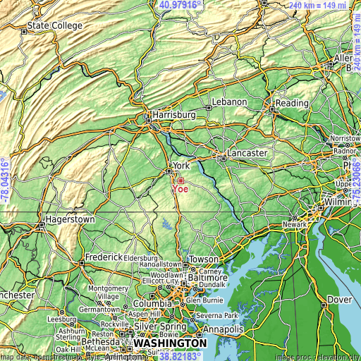 Topographic map of Yoe