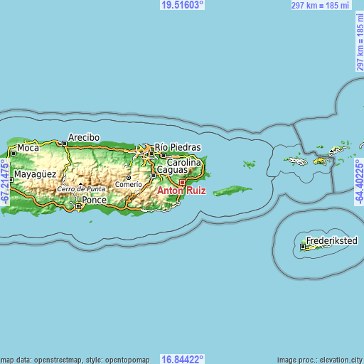 Topographic map of Antón Ruiz