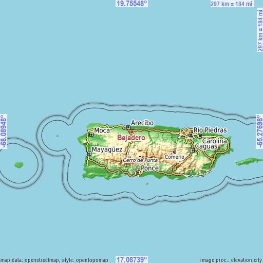 Topographic map of Bajadero
