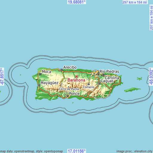 Topographic map of Barahona