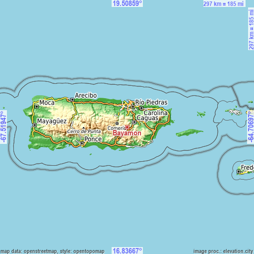 Topographic map of Bayamon