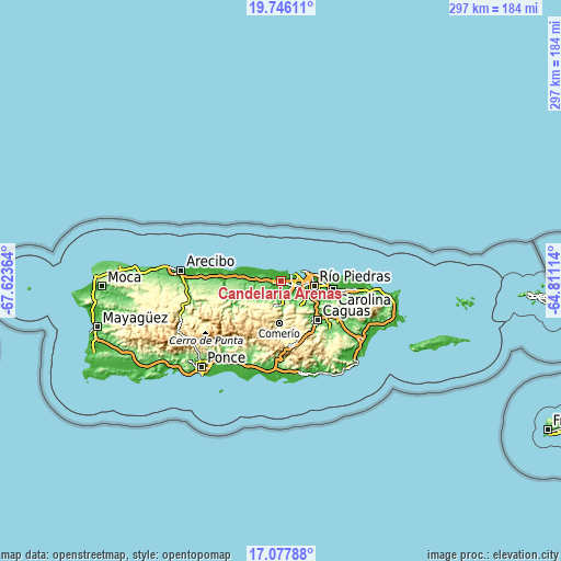 Topographic map of Candelaria Arenas
