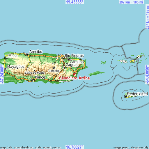 Topographic map of Candelero Arriba
