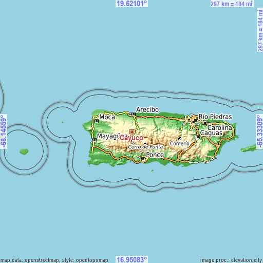 Topographic map of Cayuco