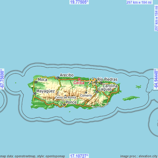 Topographic map of Ceiba